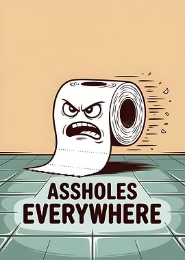 Angry Toilet Paper Roll Cartoon