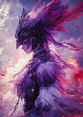 Feathered Warrior in Purple Hues