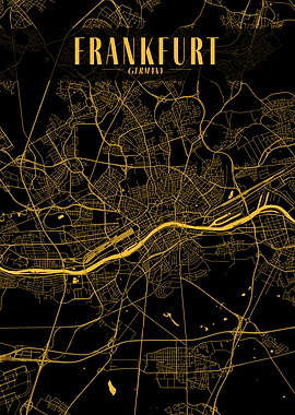 Frankfurt Golden Map Art
