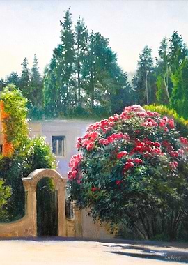 Garden Gate with Roses Painting