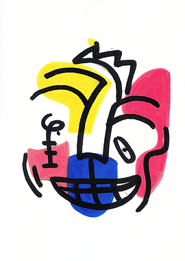 The Line Emotion of Fulfillment | Abstract Face with Bold Colors