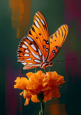 Butterfly on Orange Flower