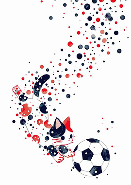 Cat playing with soccer ball art