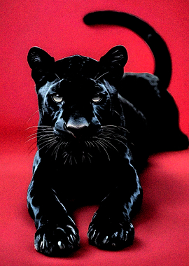 Black Panther on Red Background