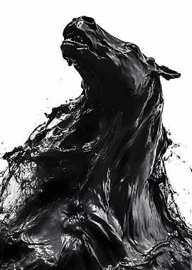 Black Liquid Horse Head Sculpture