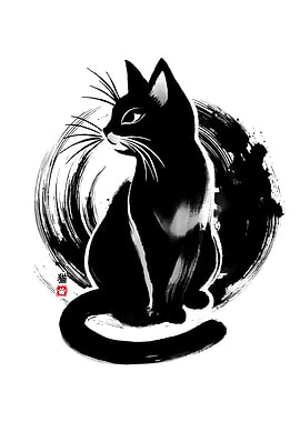 Sumi-e Black Cat