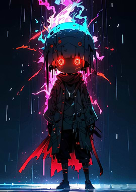 Cyberpunk Character with Glowing Eyes