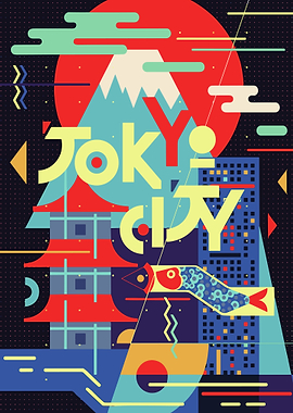 Tokyo Cityscape Geometric Art