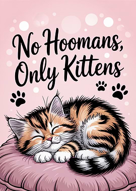 Sleeping Kitten on Pillow Illustration