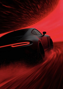 Black Car Drifting in Red