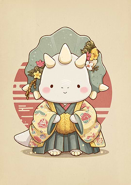 Cute Triceratops Kimono