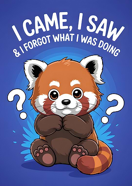 Confused Red Panda Cartoon Illustration