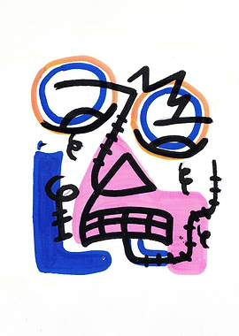 The Line Emotion of Resilient | Abstract Face with Bold Colors