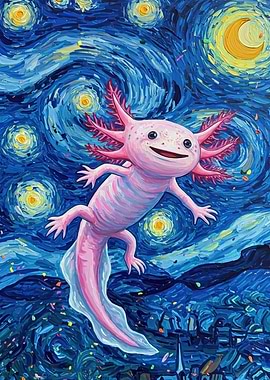 Axolotl in Starry Night