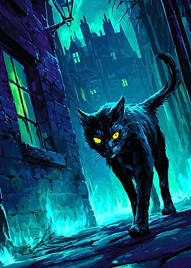 Black Cat in a Dark Alley