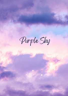 Purple Sky with Clouds and Stars