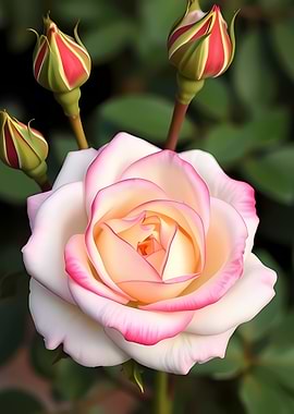 Elegant Pink and White Rose Blossom