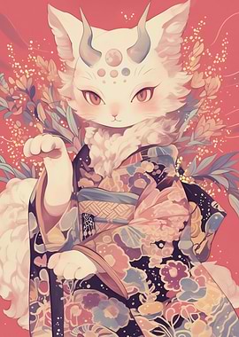 japanese Yokai ~ Neko ~ demon ~ Kimono