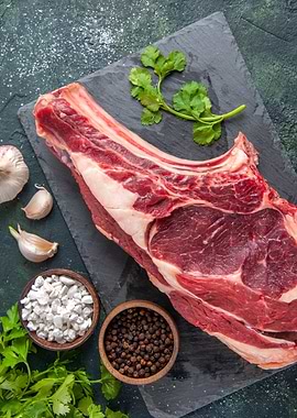 Raw Ribeye Steak with Spices