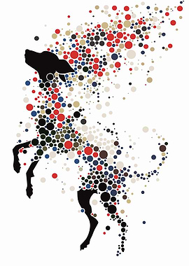 Abstract Dog Silhouette with Colorful Circles