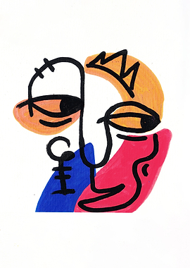 The Line Emotion of Passionate | Abstract Face Art with Bold Colors