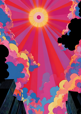 Colorful Sky Over City Buildings