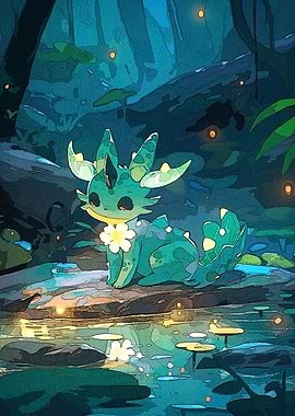 Green Creature Forest Pond
