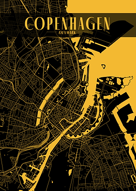 Copenhagen Golden Map Art