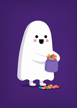 Cute Ghost with Candy