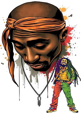 Tupac and Bob Marley Illustration