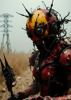 Steampunk Alien Warrior in Field