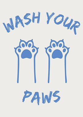 Wash Your Paws Bathroom Wall Art, Funny Cat Poster, Funny Cat Bathroom Art