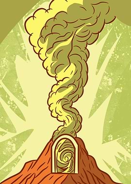 Volcano Portal with Smoke