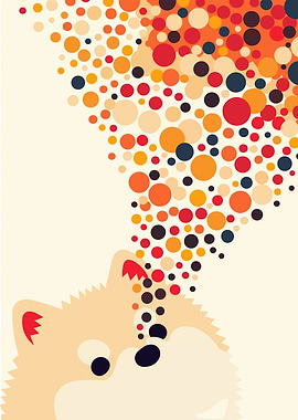 Dog with Colorful Circle Explosion