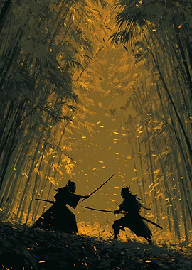 Samurai Duel in Bamboo Forest