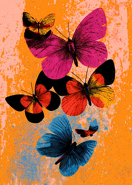 Colorful Butterfly Composition on Textured Background