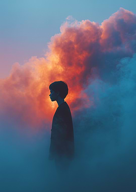 Silhouette in a Dreamy Cloudscape