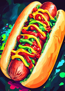 Colorful Hot Dog Illustration
