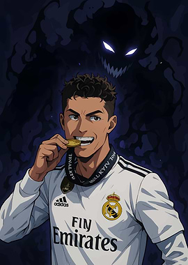 Cristiano Ronaldo Anime Style with Shadow