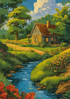 Idyllic Countryside Cottage by a Stream