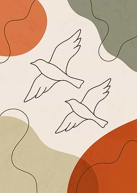 Minimalist Birds Abstract Art