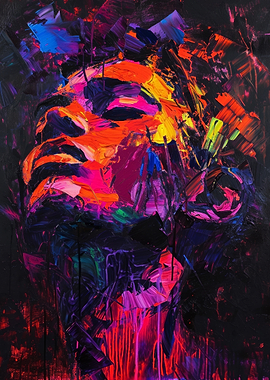 Abstract Portrait Painting with Vibrant Colors