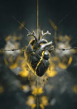 Anatomical Heart with Barbed Wire