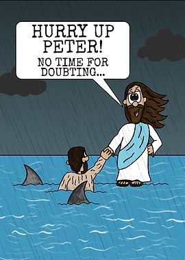 Jesus Walking On Water, Sharks Christian Funny