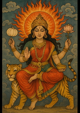 Hindu Goddess Durga on Tiger