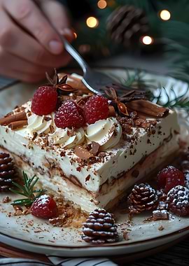 Festive Tiramisu Dessert with Raspberries