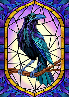 Stained Glass Raven 2