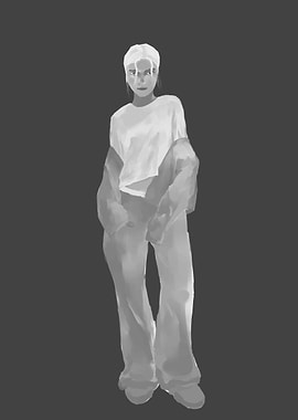 Monochromatic Fashion Illustration of a Woman - Valuestudy 2