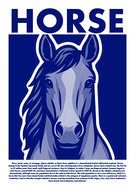 Horse Illustration in Blue and White