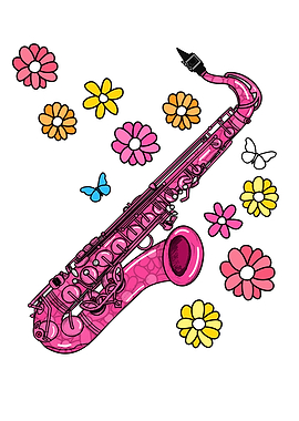 Floral Saxophone Flowers Butterflies Saxophonist Musician